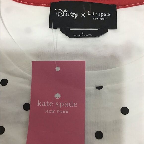 Disney X Kate Spade White Essential Cotton Minnie Mouse T-Shirt New Size Small - Picture 8 of 11